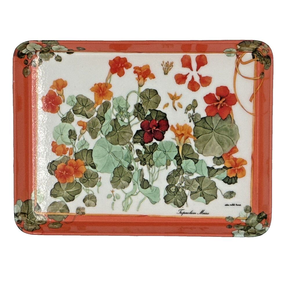 Mebel Italy Vintage Floral Small Tray 7.25x5.5 Tropaeolum Majus Michele Trumel